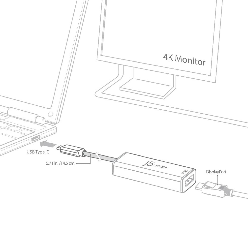 J5create JCA140 USB Type-C to 4K DisplayPort Adapter