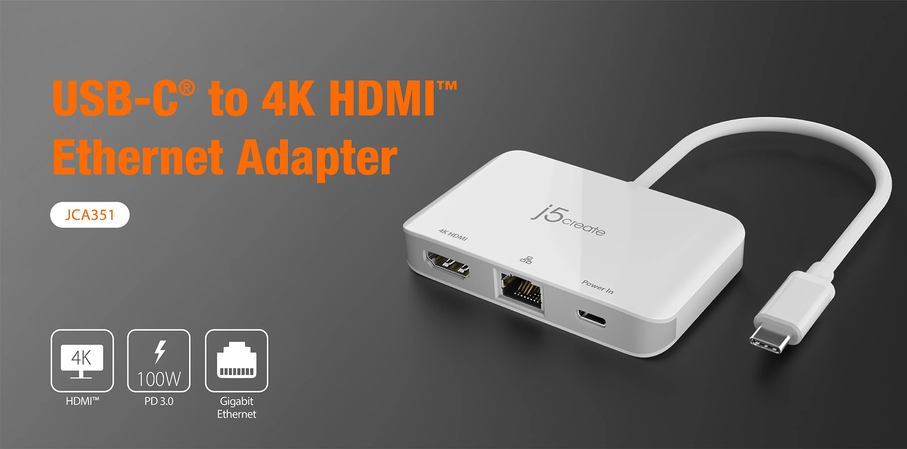 J5Create JCA351 Type C to 4K HDMI + Ethernet (2 Years Warranty)