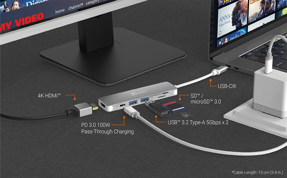 J5Create JDC353 USB-C to 4K HDMI Multi-Port Hub (2 Years Warranty)