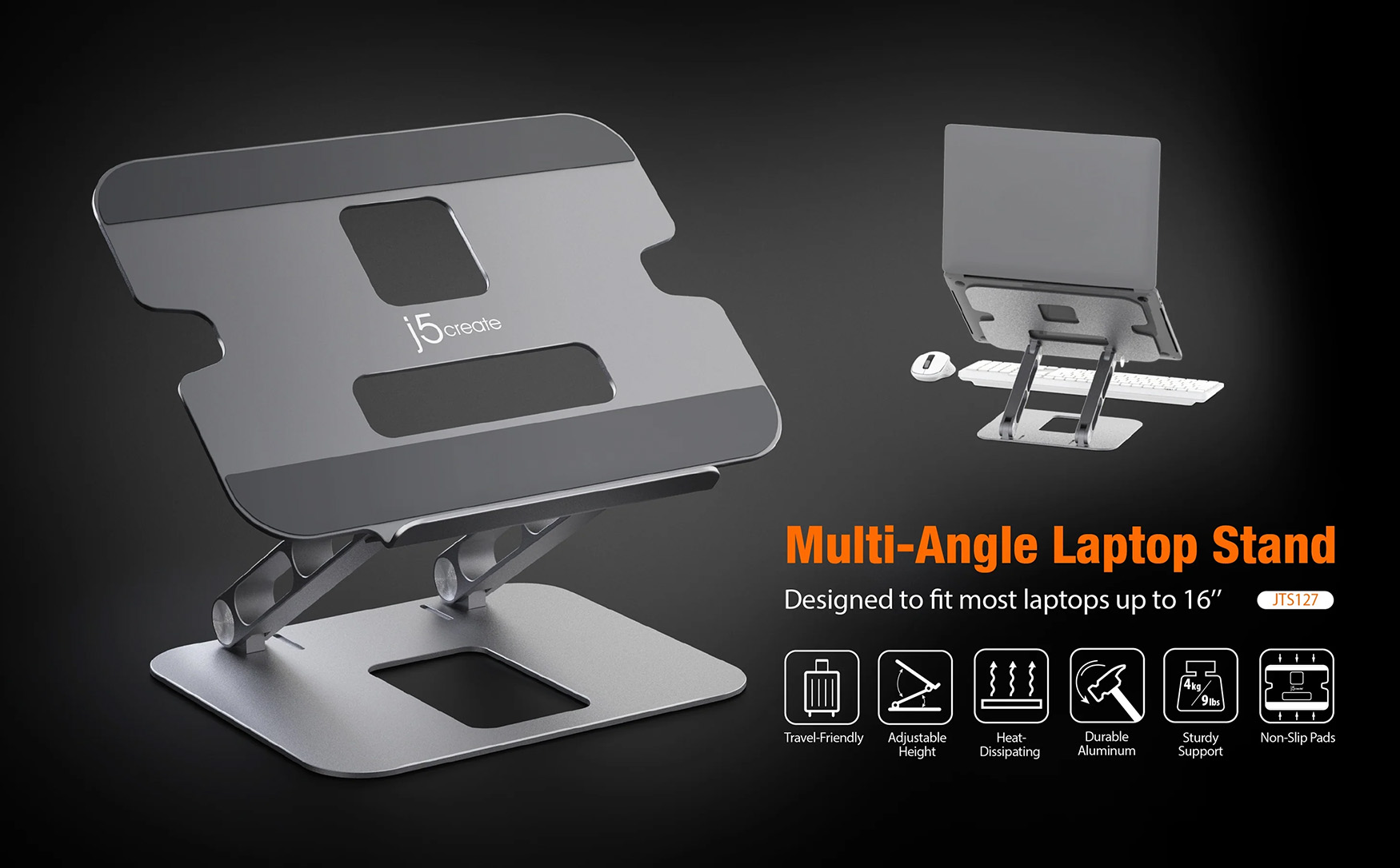 J5Create JTS127 Multi-Angle Laptop Stand (2 Years Warranty)