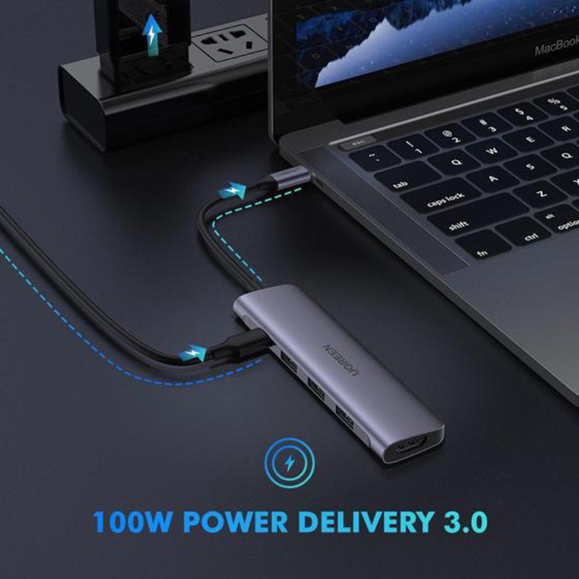 UGREEN CM136 5-in-1 USB C Hub to HDMI with 3 USB 3.0 Ports + PD Power Converter