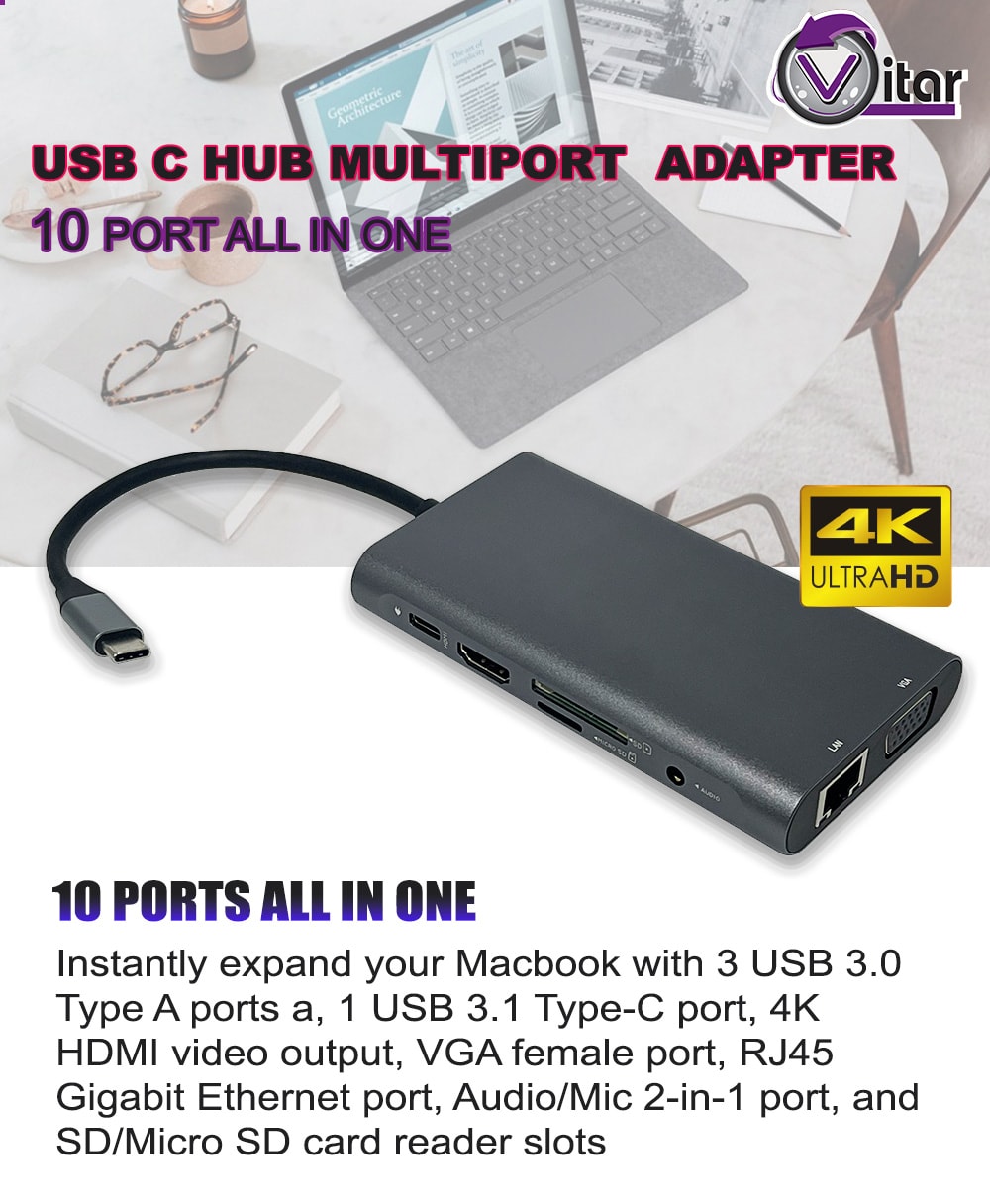 Vitar USBCM Series Type C to HDMI Multiport Adapters