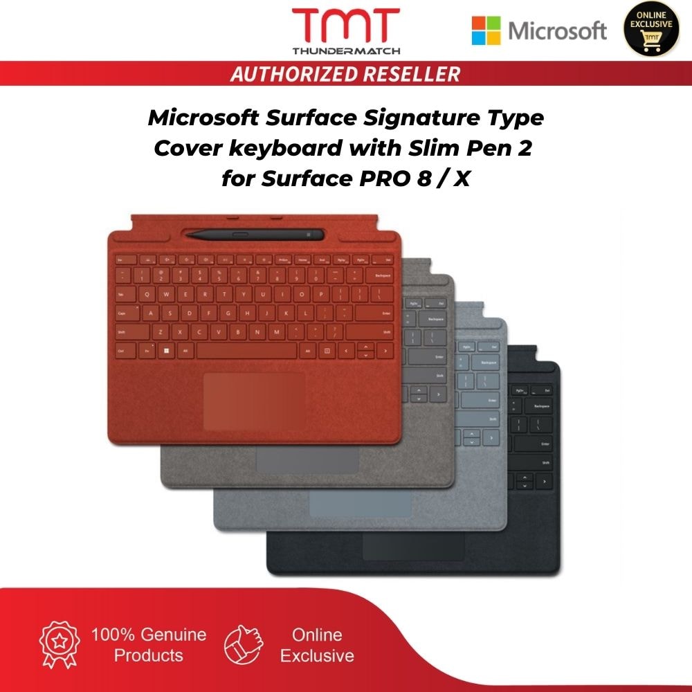 [Pre-Order] Microsoft Surface Pro 8 / X Type Cover Signature Keyboard with Slim Pen 2 Black ( Black / Poppy Red / Ice Blue / Platinum ) (ETA:15-Feb-2022)