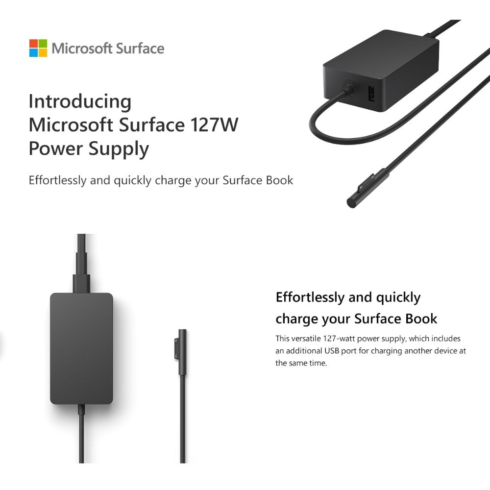 Microsoft Surface 127W Power Supply | 1 Year Warranty (US7-00005)
