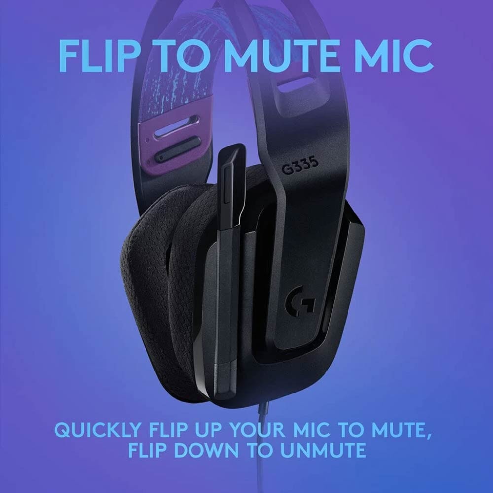 Logitech G335 Wired Gaming Headset | Flip to Mute Microphone