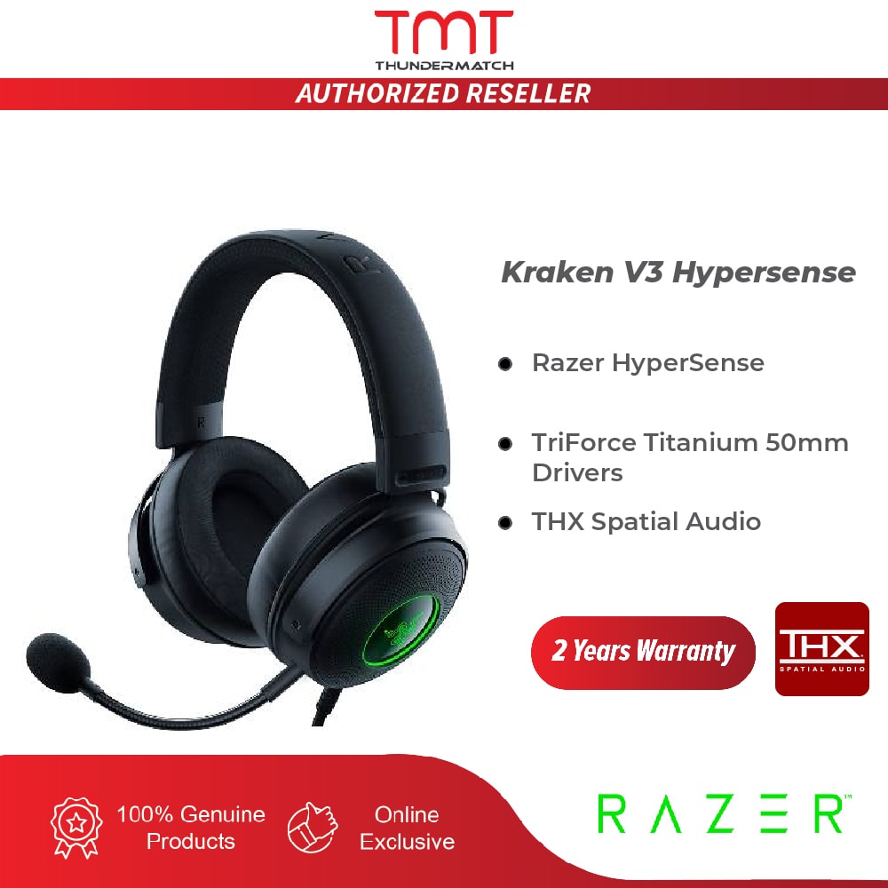 Razer Kraken V3 Hypersense 7.1 Surround Sound Wired USB Gaming Headset