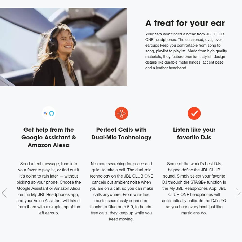 JBL CLUB ONE Wireless Noise Cancelling Over-ear Headphones Inspired by pro musicians