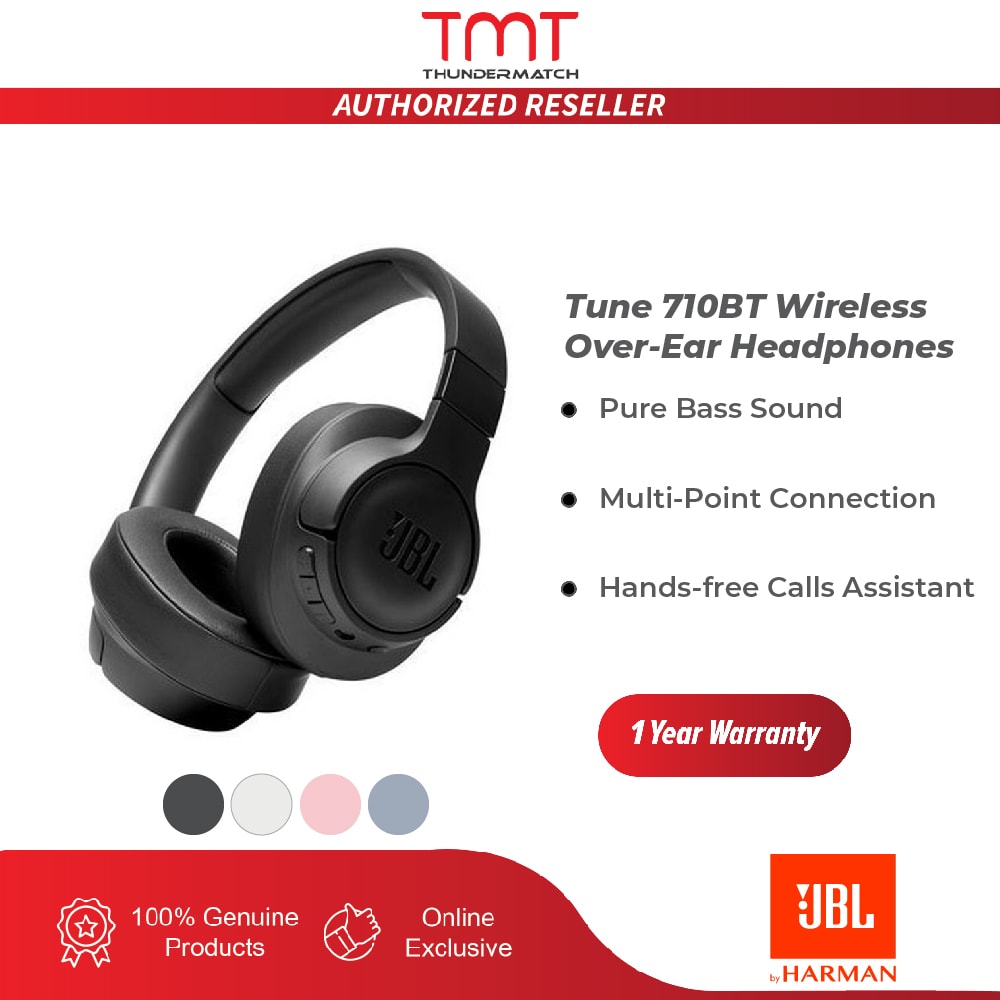 (Free Gift) JBL 710BT Wireless Over-Ear Headphones with Built-in Microphone