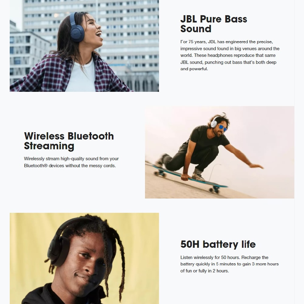 (Free Gift) JBL 710BT Wireless Over-Ear Headphones with Built-in Microphone