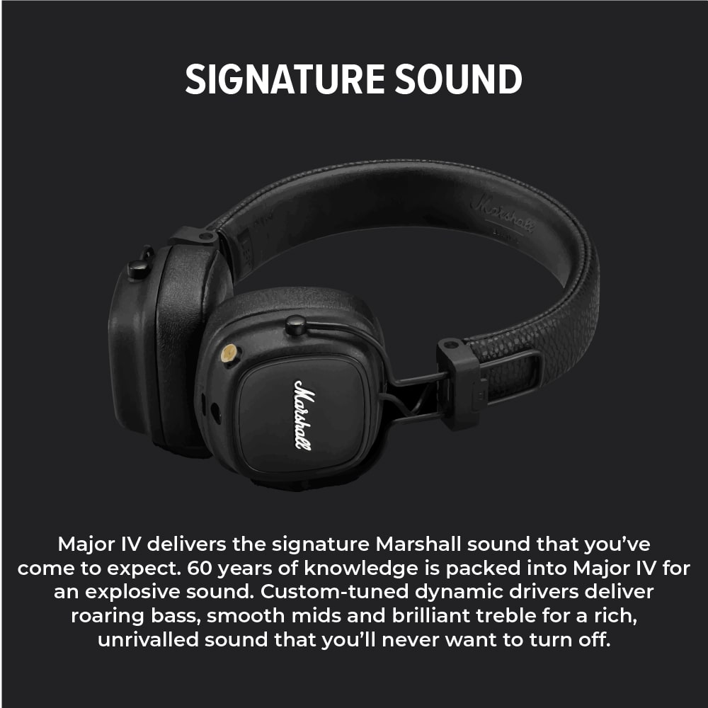 Marshall Major IV Bluetooth On Ear Headphone Wireless Charging