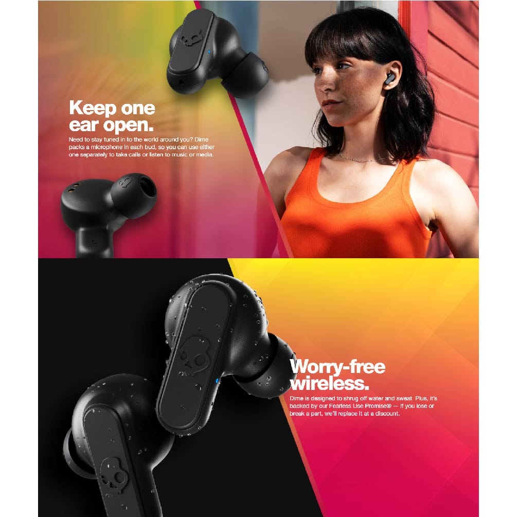 SkullCandy Dime 2 True Wireless In-Ear Earbuds - Up to 12 Hours | Support Single Bud