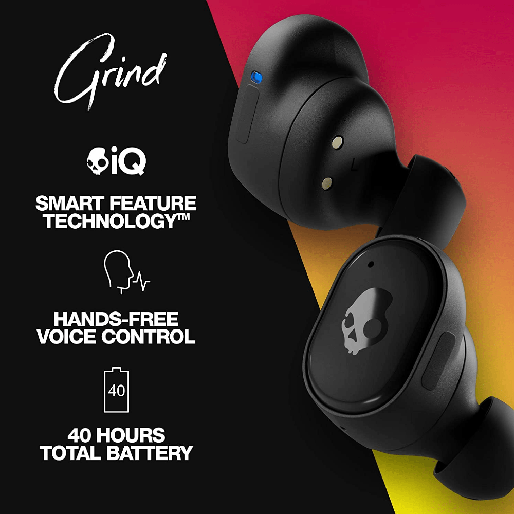 Skullcandy Grind True Wireless Earbuds | Newest Smart Feature Technology Skull-iQ | Water Resistant