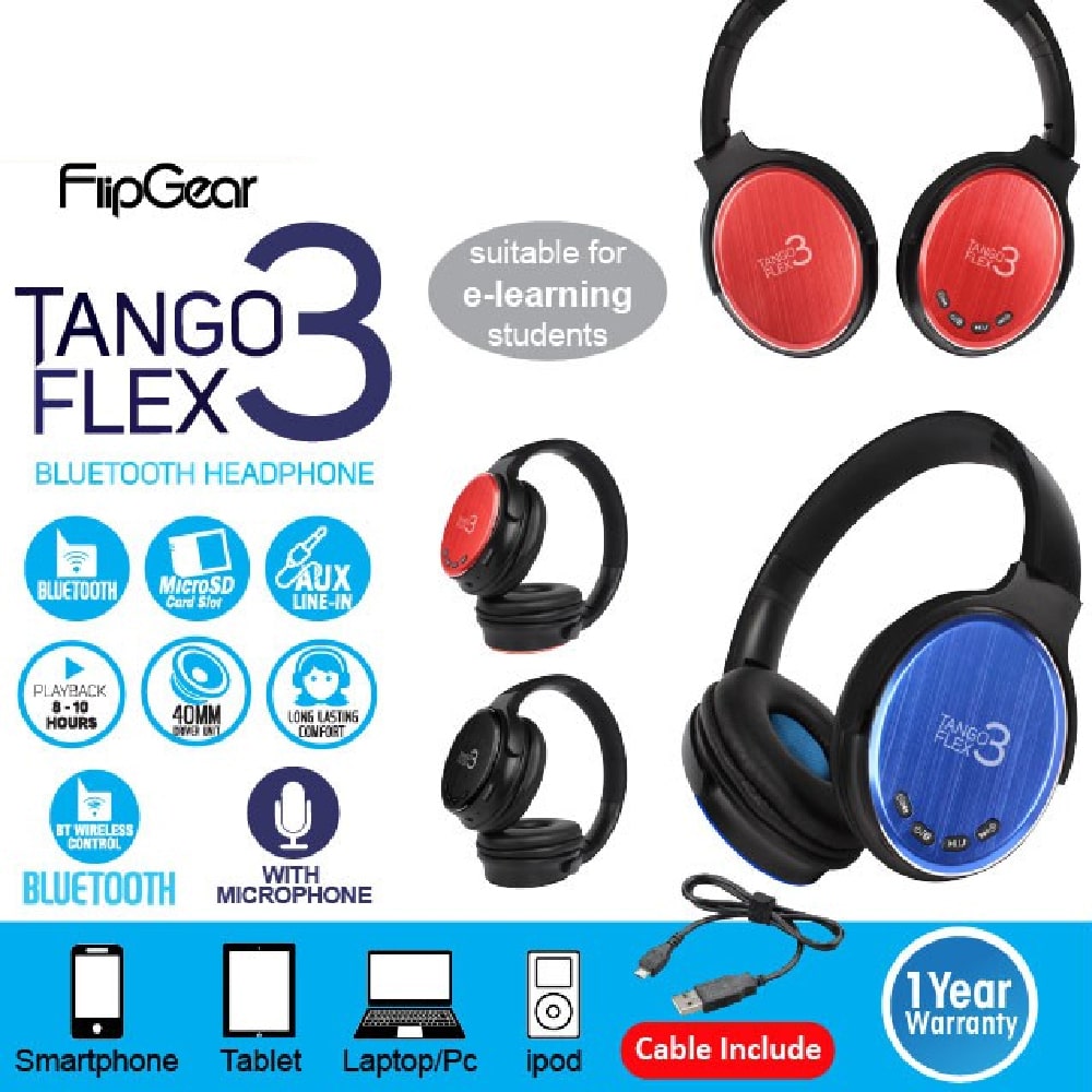 Vinnfier FlipGear Tango Flex 3 Wireless Bluetooth Headphones with Mic | Micro SD Slot