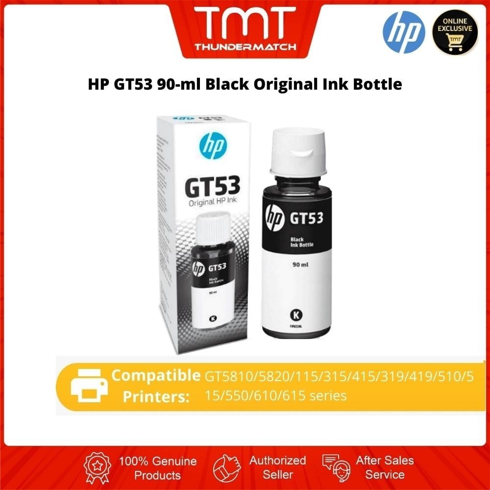 HP GT53 90-ml Black Original Ink Bottle | New replace GT51 Black | 1VV22AA