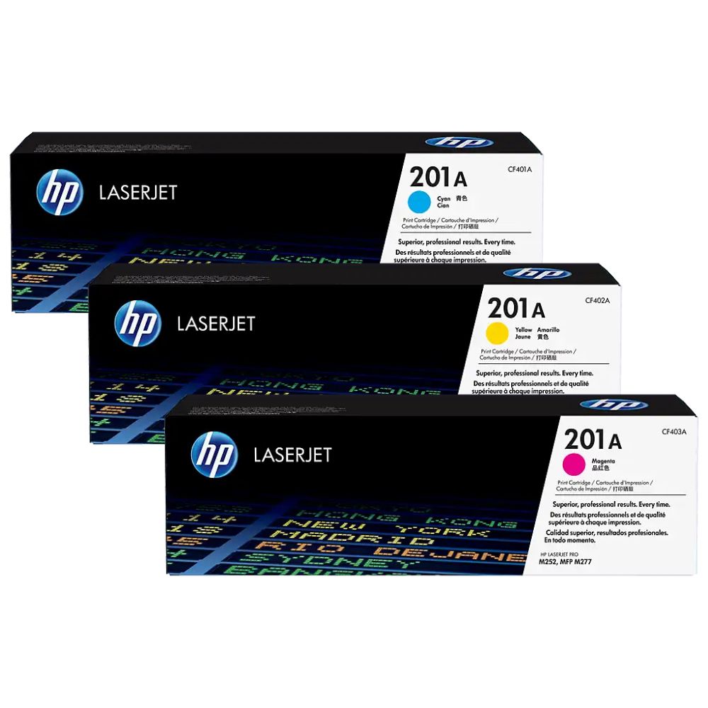 HP 201A CF401A Cyan / CF402A Yellow / CF403A Magenta Original LaserJet Toner Cartridge