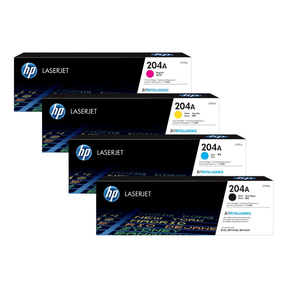HP 204A - CF510A Black / CF511A Cyan / CF512A Yellow / CF513A Magenta LaserJet Toner Cartridge