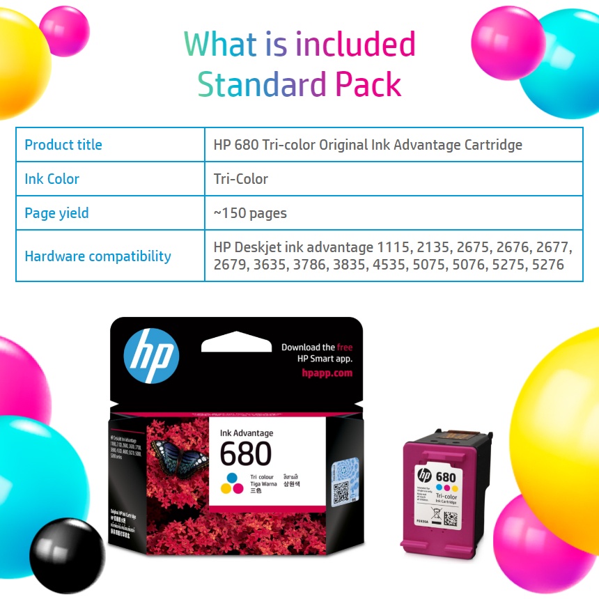 HP 680 Original Ink Advantage Cartridge ( Black | Colo
