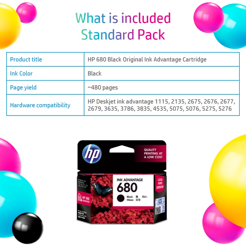 HP 680 Original Ink Advantage Cartridge ( Black | Colo