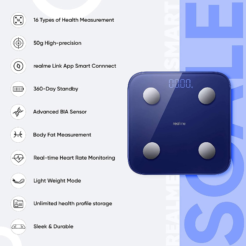 Realme Smart Scale | 16 Types of Health Measurement - 1 Year Warranty