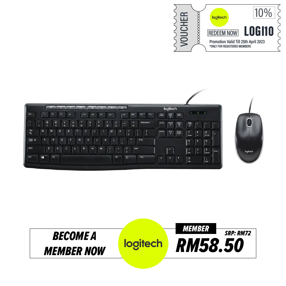 Logitech MK200 USB Wired Mouse & Keyboard Combo