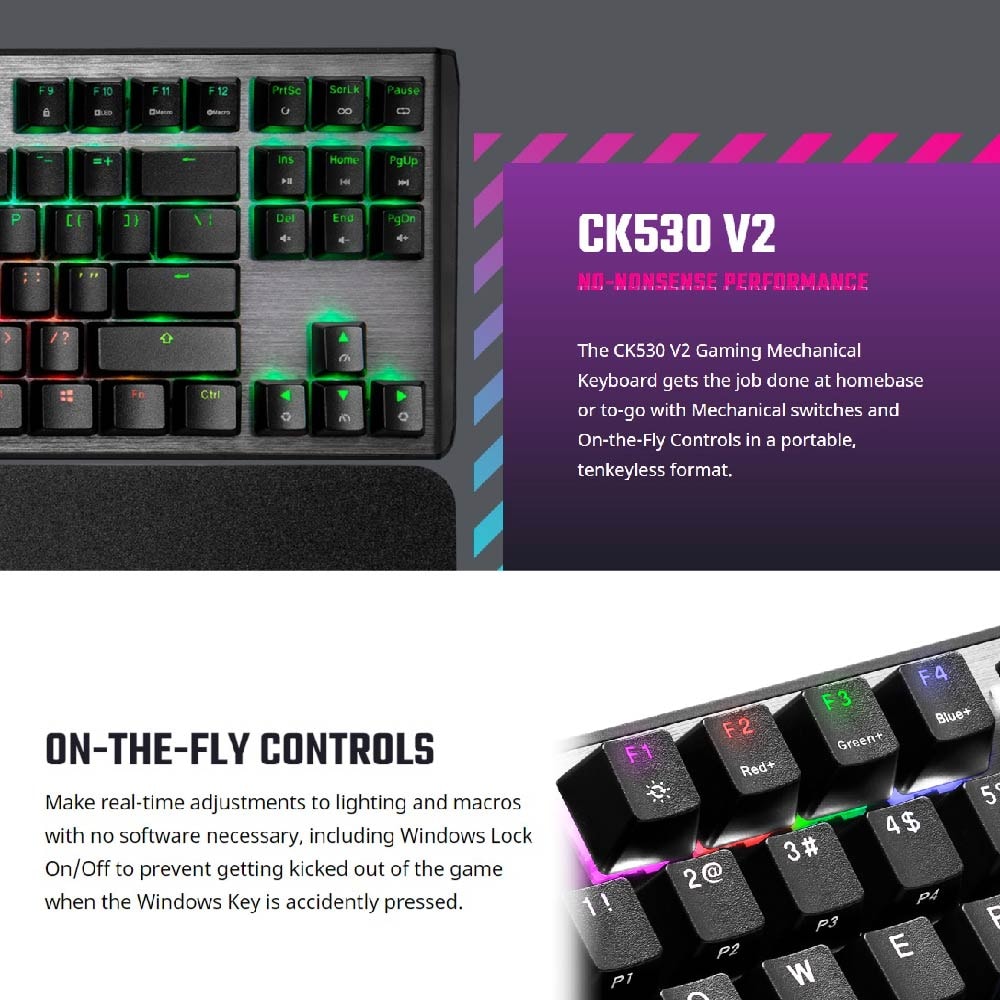 Cooler Master CK530 V2 Wired Gaming Keyboard Red / Blue / Brown Switches