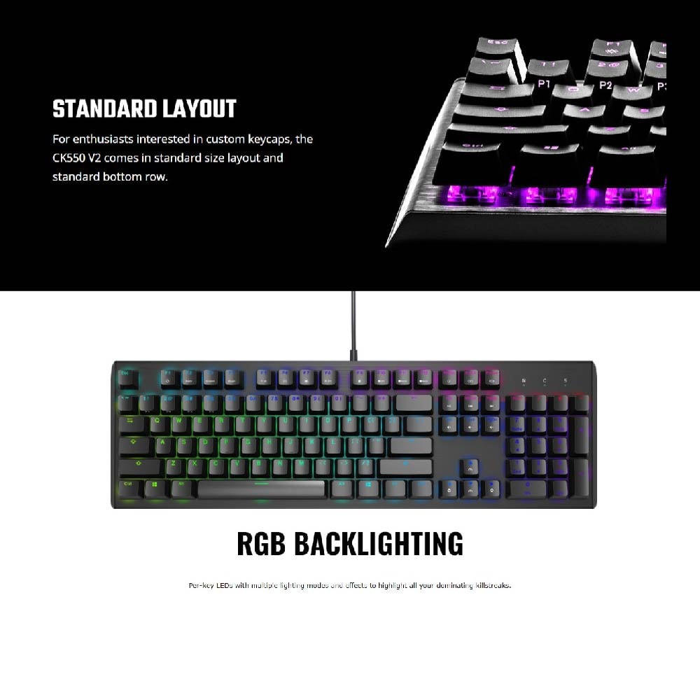 Cooler Master CK550 V2 Wired Gaming Keyboard Red / Blue / Brown Switches