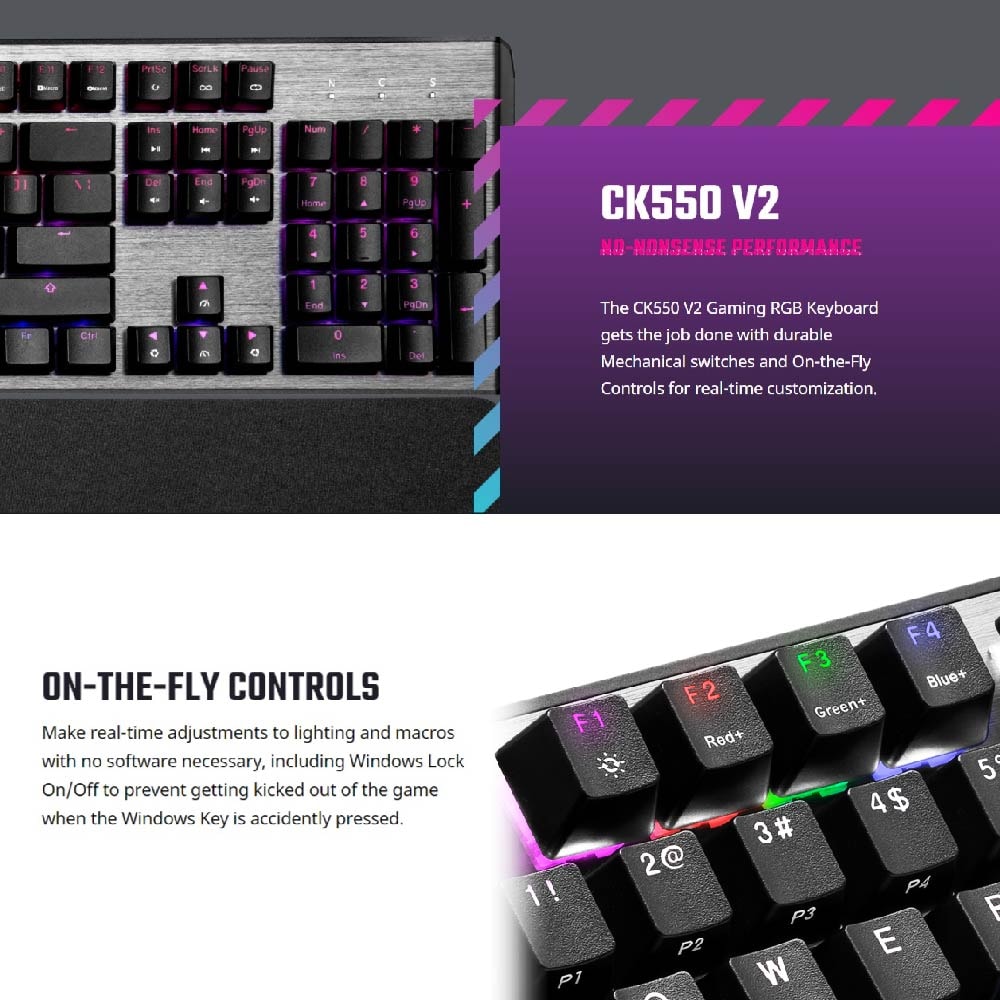 Cooler Master CK550 V2 Wired Gaming Keyboard Red / Blue / Brown Switches