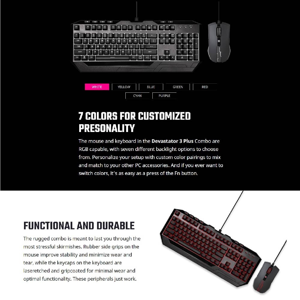 Cooler Master Devastator 3 Plus Wired Gaming Keyboard Mouse Combo