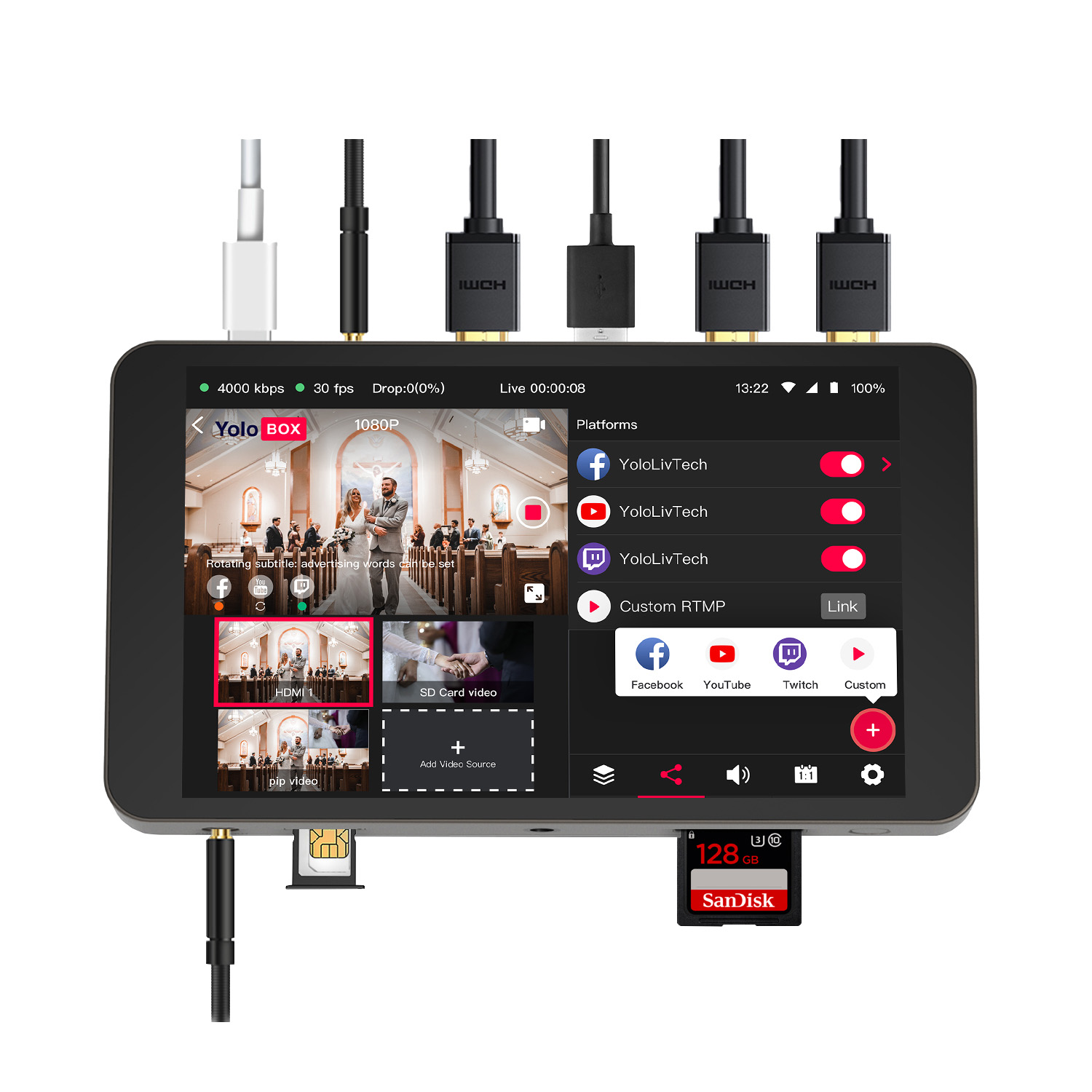 YoloLiv Yolobox Professional Portable Multi-Camera Live Stream Studio (7 Inch LCD Screen) (1 Year Warranty)