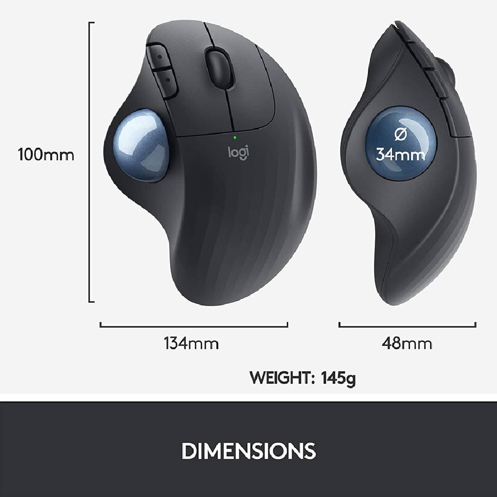 Logitech ERGO M575 Wireless Trackball Mouse Thumb control | ergonomic | PC &amp; Mac