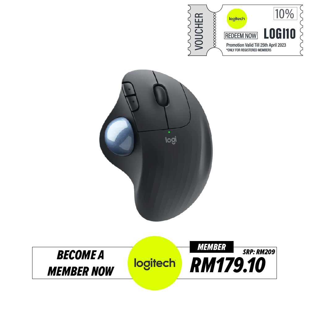 Logitech ERGO M575 Wireless Trackball Mouse Thumb control | ergonomic | PC &amp; Mac