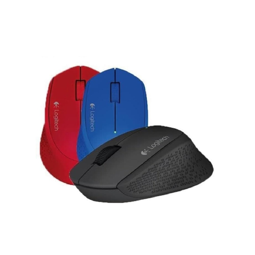 Logitech M331 Unifying Wireless Mouse comes with 3 colors including black, blue and red.