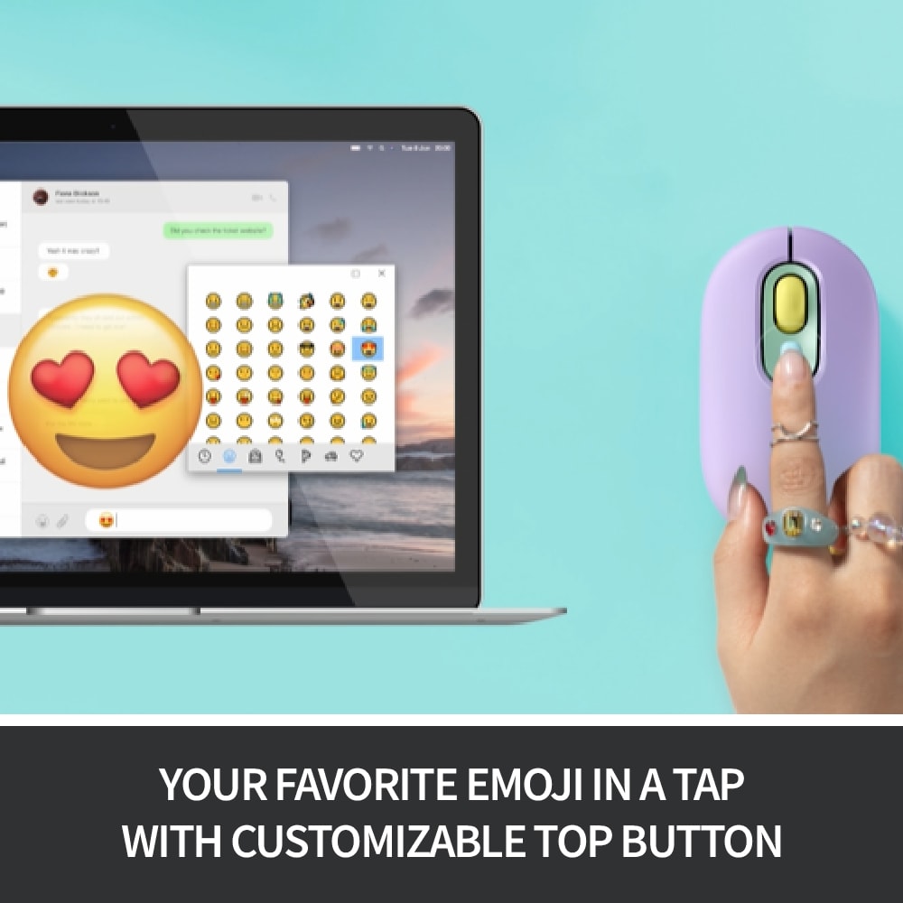 Logitech POP Mouse Wireless Customisable Emojis | SilentTouch | Bluetooth USB Multi-device
