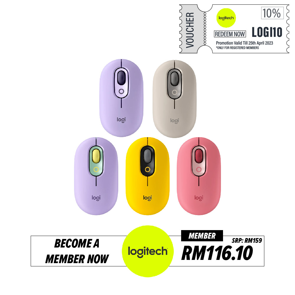 Logitech POP Mouse Wireless Customisable Emojis | SilentTouch | Bluetooth USB Multi-device
