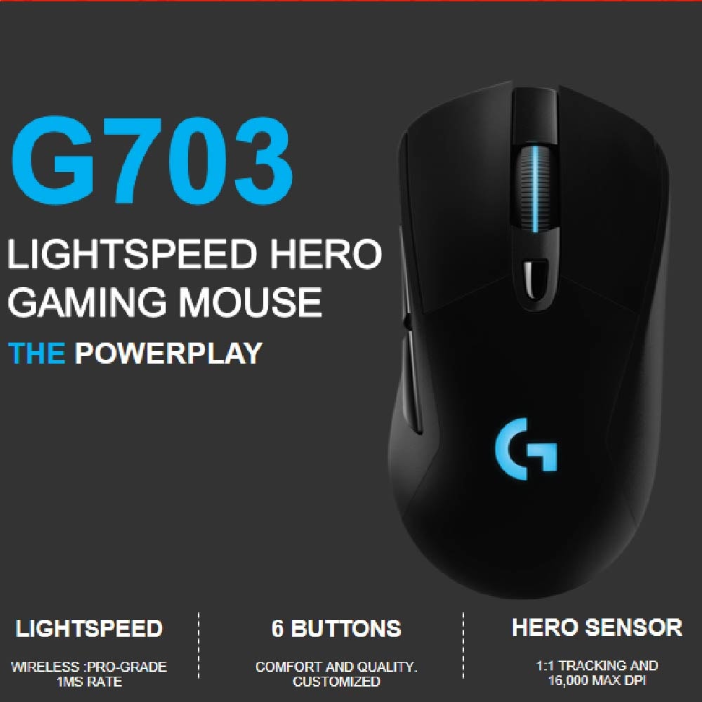 Logitech G703 Lightspeed Gaming Mouse - Hero 16K Sensor