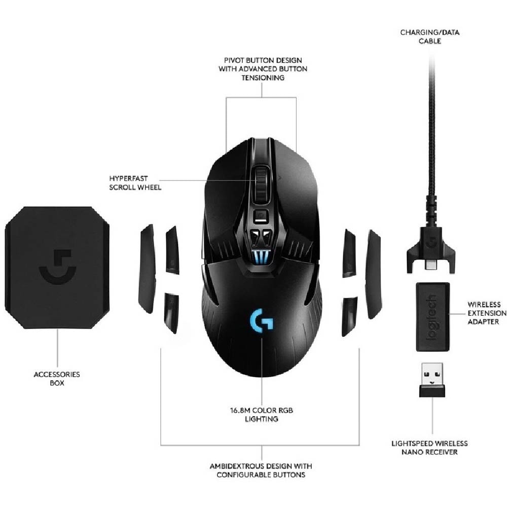 Logitech G903 Lightspeed Gaming Mouse - Hero 16K Sensor