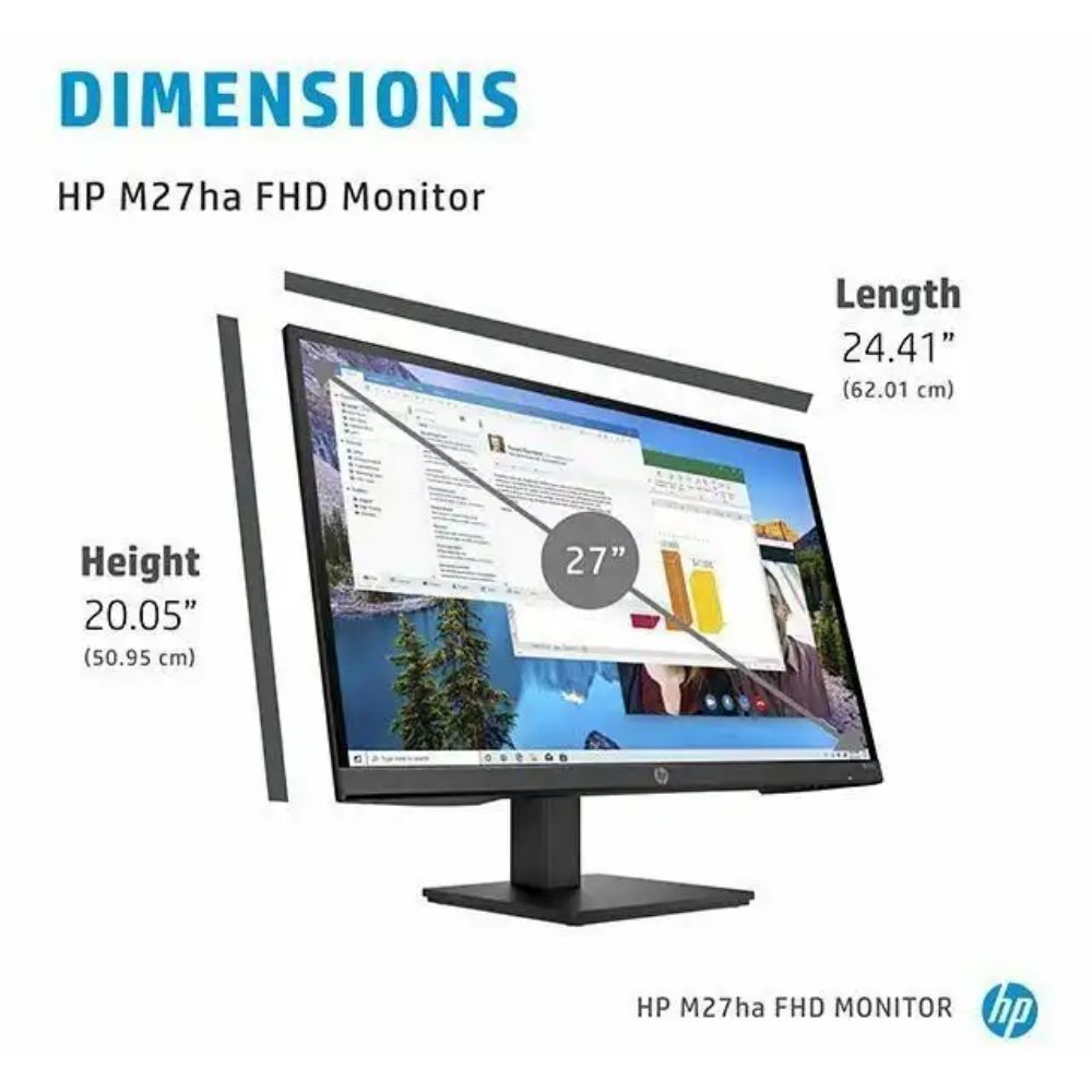 HP M27ha Monitor 35M57AA - 27" / 5ms / FHD | IPS Panel | HDMI/DP/VGA | Speaker/Height Adjustable/Rotation/Low Blue Light