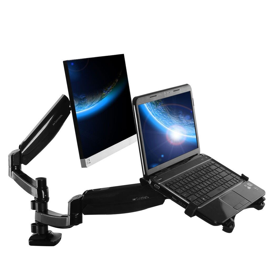 LOCTEK D5F2 / D5F (10-27” Inch + 10-17.3” Inch) Dual Arm Monitor Laptop Mount Bracket / Single Laptop Arm Stand