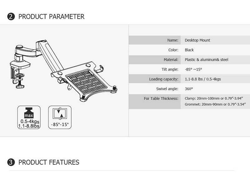 LOCTEK D5F2 / D5F (10-27” Inch + 10-17.3” Inch) Dual Arm Monitor Laptop Mount Bracket / Single Laptop Arm Stand