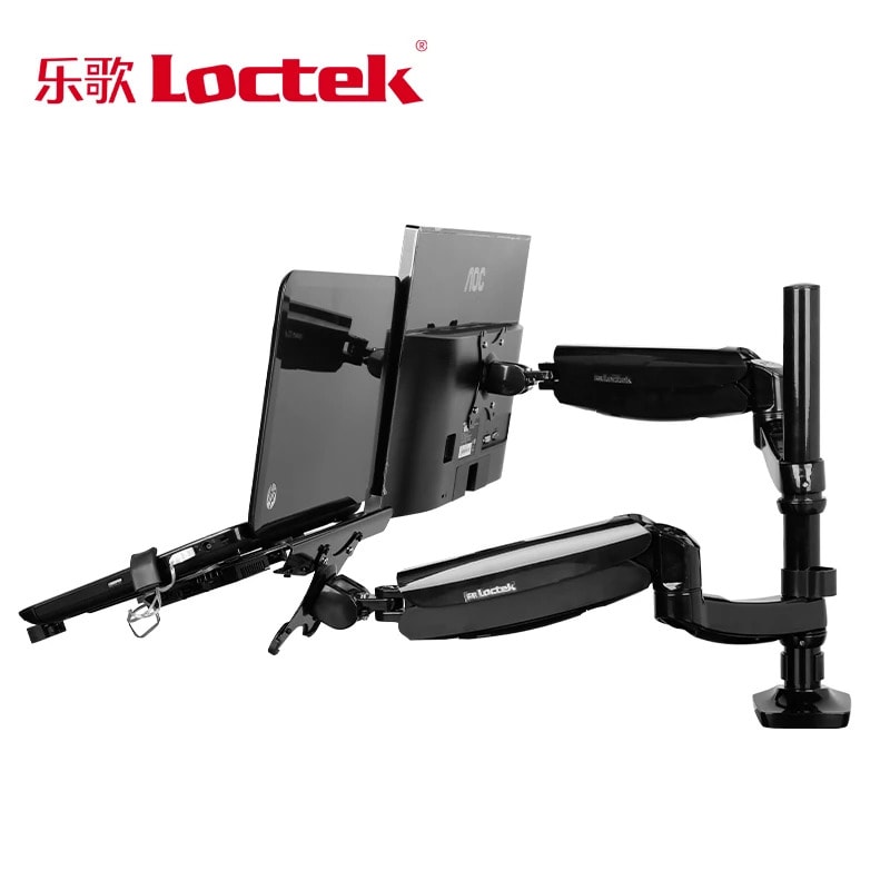 LOCTEK D5F2 / D5F (10-27” Inch + 10-17.3” Inch) Dual Arm Monitor Laptop Mount Bracket / Single Laptop Arm Stand