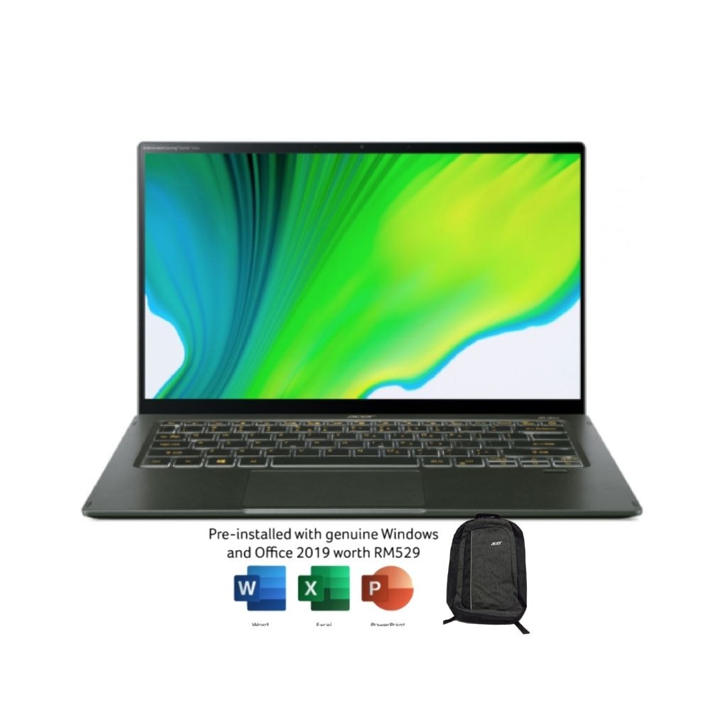 Acer Swift 5 SF514-55TA-55MW (Mist Green) Intel®️ Evo™️ Platform Processor | i5-1135G7 | 8GB RAM(OB) 512GB SSD | 14″ FHD with Touch | Intel® Iris® Xe | FREE Microsoft Office and Bag