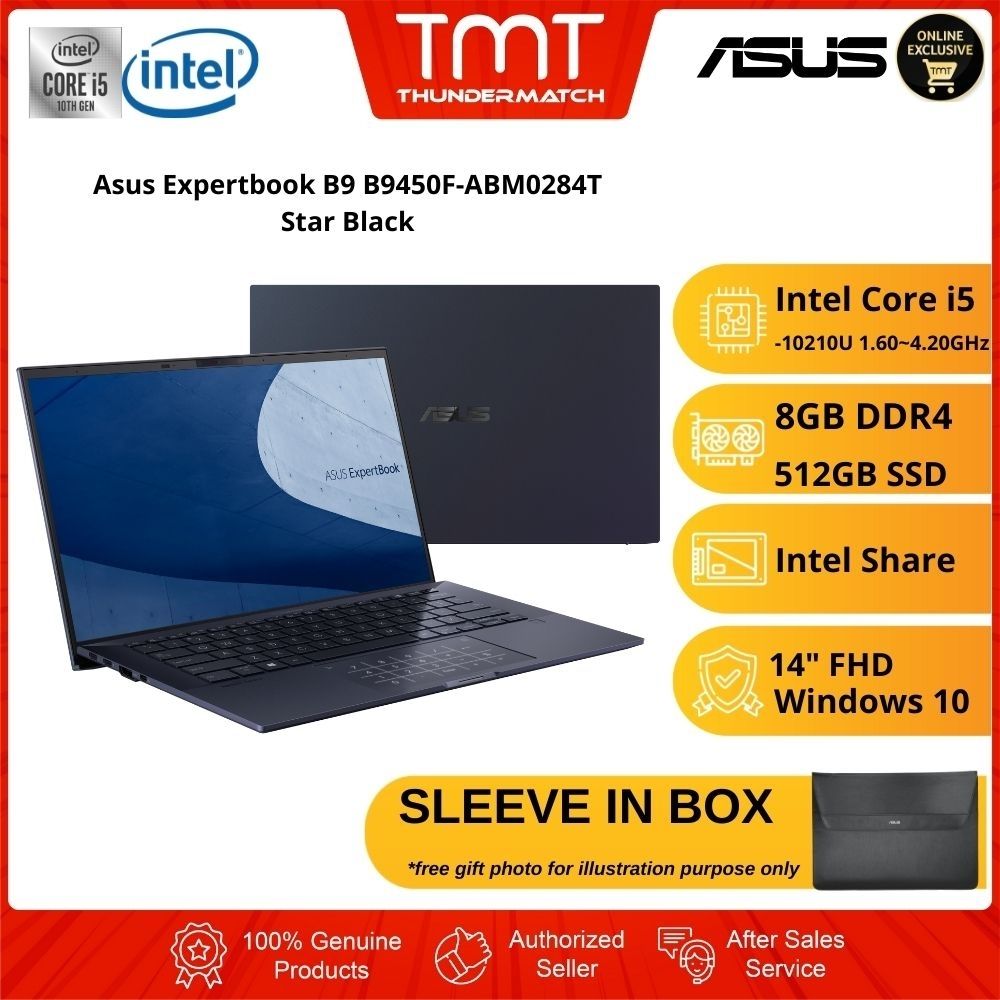 Asus Expertbook B9 B9450F-ABM0284T Star Black Laptop | i5-10210U | 8GB RAM 512GB SSD | 14
