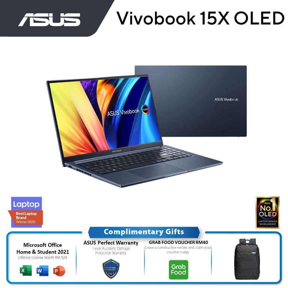 ASUS Vivobook 15X A1503Z-AL1416WS Laptop | I5-12500H | 8GB RAM 512GB SSD | 15.6" FHD OLED | W11 | MS OFFICE + BAG