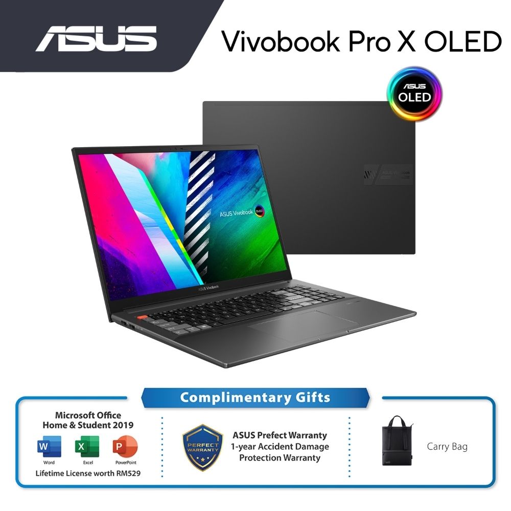 Asus Vivobook Pro X OLED M7600Q-EL2059TS Laptop | Ryzen 9-5900H | 16GB RAM 512GB SSD | 16" 4K OLED | RTX™ 3050Ti | W10 | MS OFFICE + CASE