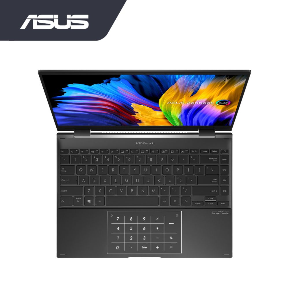 Asus Zenbook Flip 14 OLED UN5401Q-AKN095WS Jade Black Laptop | Ryzen™ 7 | 16GB RAM 512GB SSD | 14" Touch 2.8K | AMD Share | W11 | MS OFFICE+Sleeve+USB-A to RJ45 Lan