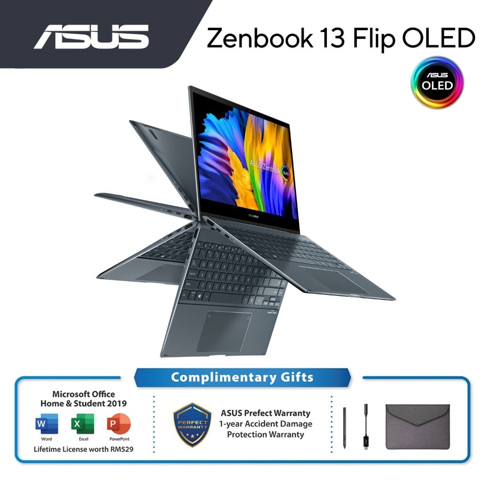 Asus Zenbook Flip 13 UX363E-AHP742WS Laptop | i5-1135G7 | 8GB RAM 512GB SSD | 13.3" OLED FHD Touch | W11 | MS OFFICE+Sleeve,Stylus,Audio Adapter