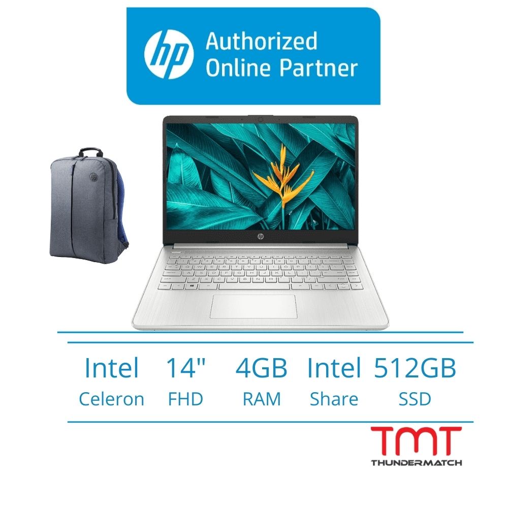 HP 14s-dq3000TU Gold / dq3001TU Silver | Intel Celeron N4500 | 4GB RAM 512GB SSD | 14" FHD | W11 | BAG
