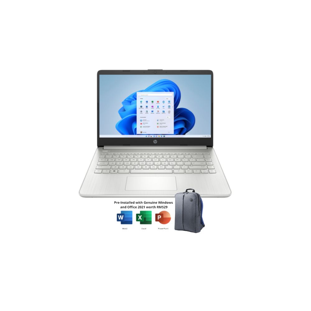 HP 14s-dq5048TU Silver 6P6P7PA Laptop | i7-1255U | 8GB RAM 512GB SSD | 14" FHD | Intel Iris Xe | W11 | MS OFFICE + BAG