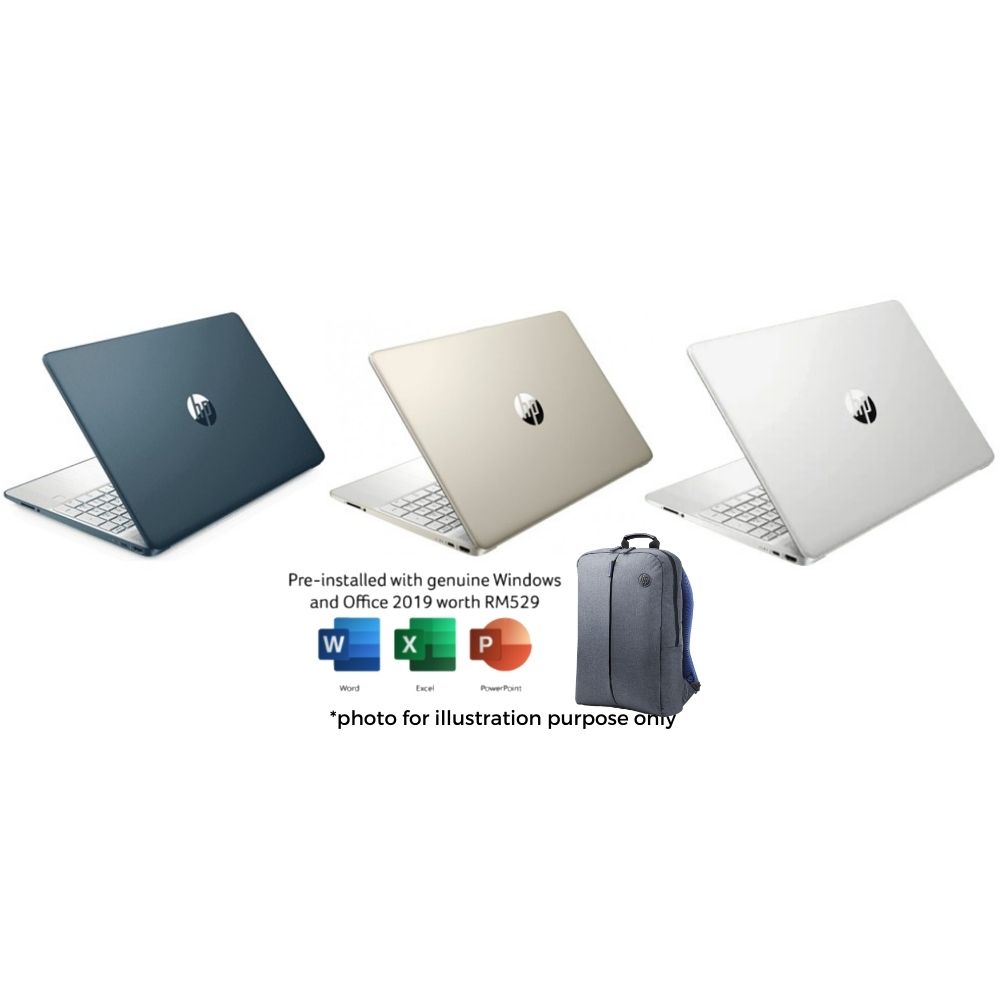 HP 15s-eq2070AU Blue | eq2072AU Gold | eq2073A Silver | Ryzen 5500U | 8GB RAM 512GB SSD | 15.6 FHD | AMD Radeon | W10 | MS OFFICE+BAG