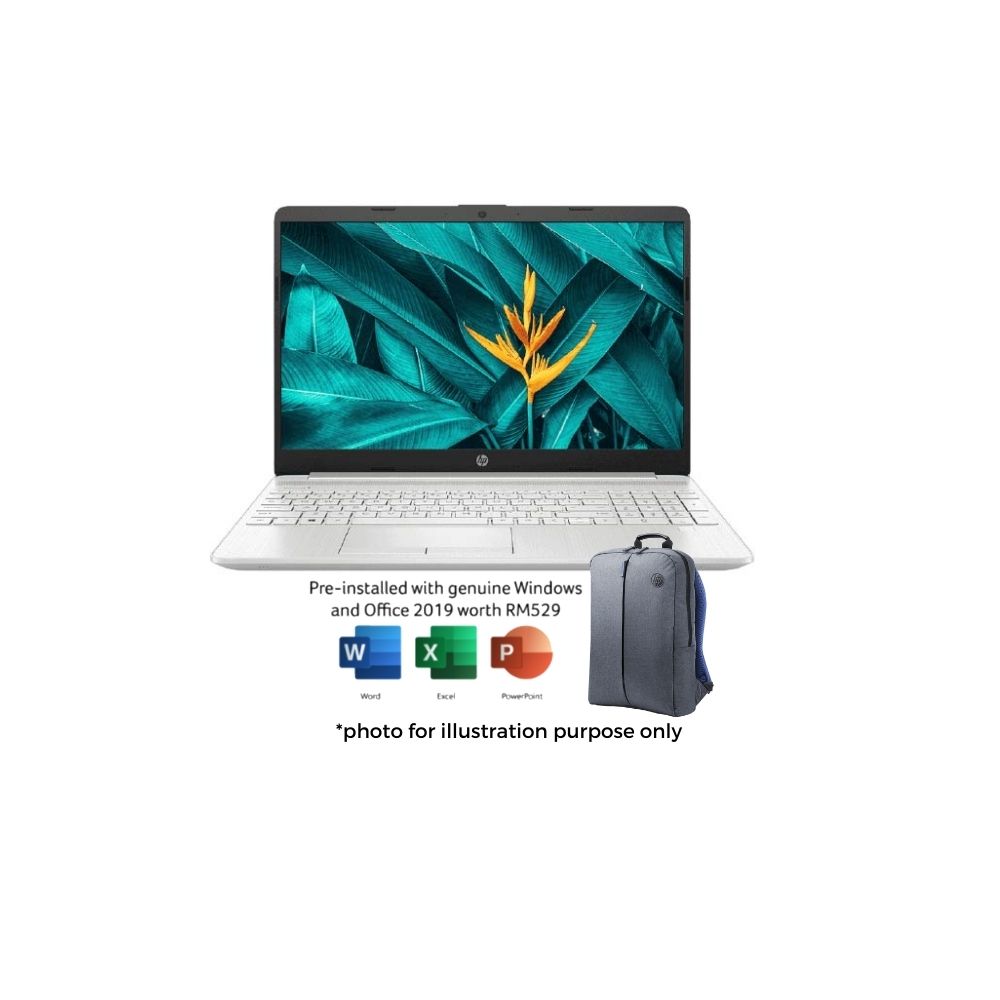 HP 15s-fq5114TU 6P6Q5PA Natural Silver Laptop | Core™ i7-1255U | 8GB RAM 512GB SSD | 15.6" FHD | Intel® Iris® Xe | W11 | MS OFFICE+BAG